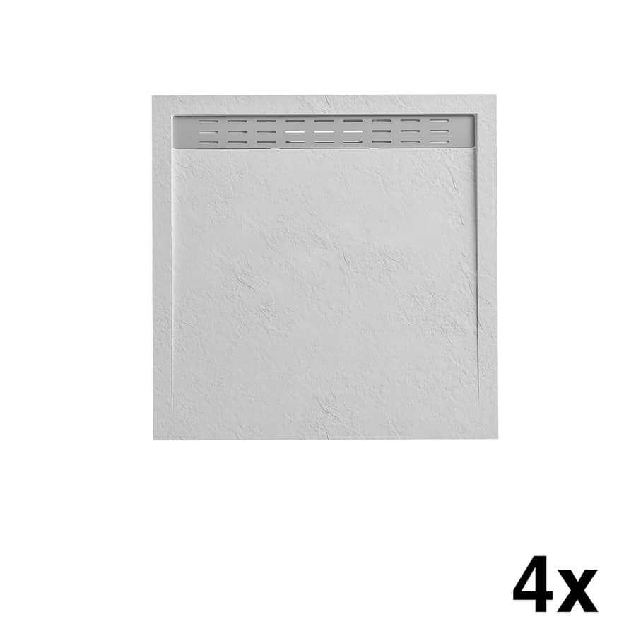 4 Duschplatten mit Duschrinne Verosan+ 90 x 90 cm weiß